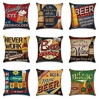 Vintage Beer Double Side Cushion Cover 1PC Soft Decorative Square Throw Pillow Cover Cushion Case Pillowcase for Bedroom Livingroom Superior Quality Machine Washable Indoor Cushion for Sofa Couch Bed Chair miniinthebox