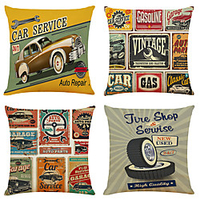 Vintage Cars Double Side Cushion Cover 4PC Soft Decorative Square Throw Pillow Cover Cushion Case Pillowcase for Bedroom Livingroom Superior Quality Machine Washable Indoor Cushion for Sofa Couch Bed Chair miniinthebox