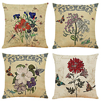 Vintage Double Side Cushion Cover 4PC Soft Decorative Square Throw Pillow Cover Cushion Case Pillowcase for Bedroom Livingroom Superior Quality Machine Washable Indoor Cushion for Sofa Couch Bed Chair miniinthebox