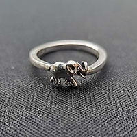 vintage elephant silver ring,  925 sterling silver elephant ring stackable rings eternity promise rings for her (silver, 8)