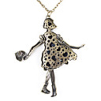 Vintage Girl Shape Necklace with Rhinestone