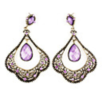 Vintage Hollow Persian Girl Resin Gem-Studded Earrings