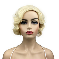 Vintage Korte Krullend Vinger Golvend Flapper Hittebestendige Synthetisch Haar Pruiken Voor Vrouwen Meisjes Feestavond Out Fun Blonde miniinthebox