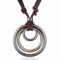 vintage men women jewelry rock punk necklaces amp; pendants genuine leather long necklace women gift colar choker (antique silver)