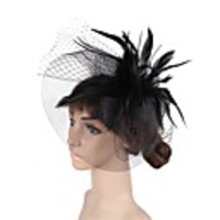 Vintage Nylon Fiber Fascinators with Feather 1 Piece Wedding / Anniversary Headpiece