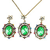 Vintage Oval Resin Necklace with Earrings Set
