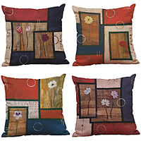 Vintage Pattern Double Side Cushion Cover 4PC Soft Decorative Square Throw Pillow Cover Cushion Case Pillowcase for Bedroom Livingroom Superior Quality Machine Washable Indoor Cushion for Sofa Couch Bed Chair miniinthebox