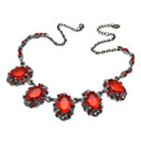 Vintage Red Gem Alloy Necklace