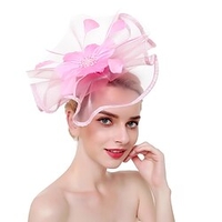 Vintage Style Elegant Organza / Polyester / Polyamide Fascinators / Hats / Headwear with Feather / Appliques / Split Joint 1 PC Party / Evening / Holiday Headpiece miniinthebox