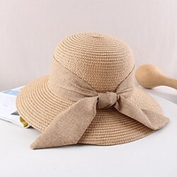 Vintage Style Elegant Straw Hats / Headwear / Straw Hats with Split Joint / Bandage / Solid 1 PC Casual / Holiday Headpiece miniinthebox
