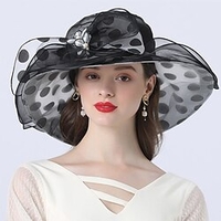 Vintage Style Fashion Tulle / Organza Hats / Headwear with Bowknot / Flower / Polka Dot 1 PC Wedding / Outdoor Headpiece miniinthebox