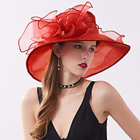 Vintage Style Fashion Tulle / Organza Hats / Headwear with Bowknot / Flower / Trim 1 PC Wedding / Valentine
