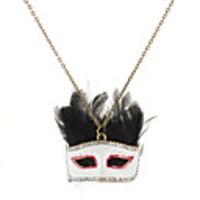 Vintage Style Feather Mask Necklace