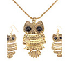 Vintage Style Owl Shape Necklace Earrings Jewelry Set