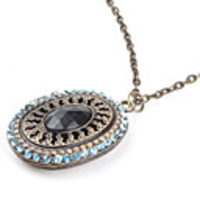 Vintage Style Round Copper Necklace with Rhinestone