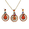 Vintage Sunflower Resin Necklace with Earrings Set