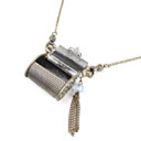 Vintage Treasure Box Shape Copper Necklace