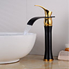 Vintage Waterfall Bathroom Sink Faucet - Oil-rubbed Gold / Black Centerset Single Handle One HoleBath Taps