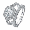 vintage wedding rings wedding bands halo solitaire engagement rings for women anniversary promise ring bridal sets princess cubic zirconia 925 sterling silver ring sets size 9