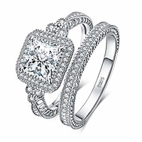 vintage wedding rings wedding bands halo solitaire engagement rings for women anniversary promise ring bridal sets princess cubic zirconia 925 sterling silver ring sets size 9