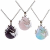 vintage wire wrap butterfly gemstone rose quartz amethyst opalite healing crystal pendant necklace(pack of 3)