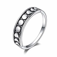 vintage women rings,  925 sterling silver moon ring moon phase ring lunar moon phase ring for women and girls (9)