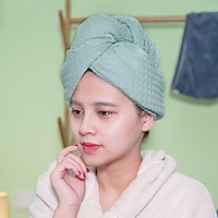 Waffle Microfiber Hair Towel Wrap Dry Hair Hat Bath Hair Cap Hair Drying Towel with Button miniinthebox