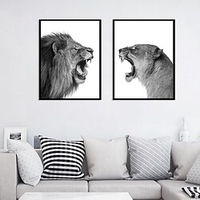 Wall Art Canvas Prints Painting Artwork Picture Animal Lion Home Decoration Decor Rolled Canvas No Frame Unframed Unstretched miniinthebox
