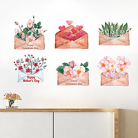 Wall Sticker Envelope Bouquet Romantic Porch Sofa Bedhead Dining Room Bathroom TV Background Decorative Wall Paste miniinthebox