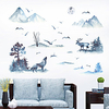 Wall Sticker Ink Mountain Wolf Deer Bird Study Bedroom Office Background Decoration Wall Pastering Can Remove Silhouette Pastering miniinthebox