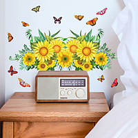 Wall Sticker Sunflower Leaf Butterfly Flying Bedroom Wall Beautification Decoration Removes Sticker miniinthebox