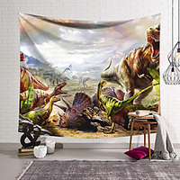 Wall Tapestry Art Deco Blanket Curtain Hanging Home Bedroom Living Room Dormitory Decoration Polyester Fiber Animal Dinosaur Tyrannosaurus Triceratops Predator