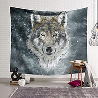 Wall Tapestry Art Deco Blanket Curtain Hanging Home Bedroom Living Room Dormitory Decoration Polyester Fiber Animal Painted Gray Wolf