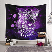 Wall Tapestry Art Deco Blanket Curtain Hanging Home Bedroom Living Room Dormitory Decoration Polyester Fiber Animal Painted Purple Leopard