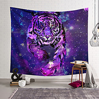 Wall Tapestry Art Deco Blanket Curtain Hanging Home Bedroom Living Room Dormitory Decoration Polyester Fiber Animal Painted Purple Tiger