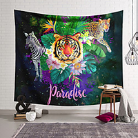 Wall Tapestry Art Deco Blanket Curtain Hanging Home Bedroom Living Room Dormitory Decoration Polyester Fiber Animal Painted Tiger Leopard Zebra Rainforest
