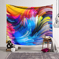 Wall Tapestry Art Deco Blanket Curtain Hanging Home Bedroom Living Room Dormitory Decoration Polyester Fiber Color Line Surging