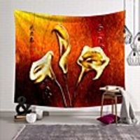 Wall Tapestry Art Deco Blanket Curtain Picnic Table Cloth Hanging Home Bedroom Living Room Dormitory Decoration Polyester Fiber Abstract Modern Oil Painting Orange Flowers