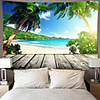 Wall Tapestry Art Deco Blanket Curtain Picnic Table Cloth Hanging Home Bedroom Living Room Dormitory Decoration Polyester Fiber Beach Series Coconut Tree Blue Sea White Cloud Blue Sky