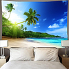 Wall Tapestry Art Deco Blanket Curtain Picnic Table Cloth Hanging Home Bedroom Living Room Dormitory Decoration Polyester Fiber Beach Series Coconut Tree Blue Sea White Cloud Royal Blue Sky miniinthebox