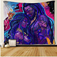 Wall Tapestry Art Deco Blanket Curtain Picnic Table Cloth Hanging Home Bedroom Living Room Dormitory Decoration Polyester Fiber Black Couple