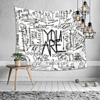 Wall Tapestry Art Deco Blanket Curtain Picnic Table Cloth Hanging Home Bedroom Living Room Dormitory Decoration Polyester Fiber English Alphabet Black And White