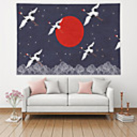 Wall Tapestry Art Deco Blanket Curtain Picnic Table Cloth Hanging Home Bedroom Living Room Dormitory Decoration Polyester Fiber Flower Red Day Crane Dark Night Snow Wave