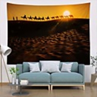 Wall Tapestry Art Deco Blanket Curtain Picnic Table Cloth Hanging Home Bedroom Living Room Dormitory Decoration Polyester Fiber Landscape Desert Camel Team Sunset
