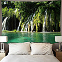 Wall Tapestry Art Deco Blanket Curtain Picnic Table Cloth Hanging Home Bedroom Living Room Dormitory Decoration Polyester Fiber Landscape Landscape Green Tree Lake