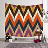 Wall Tapestry Art Deco Blanket Curtain Picnic Table Cloth Hanging Home Bedroom Living Room Dormitory Decoration Polyester Fiber Modern Color Pattern Geometric Graphic Color Polyline Wave