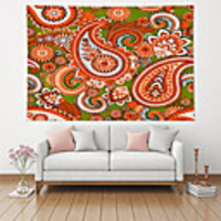 Wall Tapestry Art Deco Blanket Curtain Picnic Table Cloth Hanging Home Bedroom Living Room Dormitory Decoration Polyester Fiber Modern Color Pattern Plant Flower Orange Green