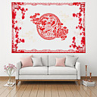 Wall Tapestry Art Deco Blanket Curtain Picnic Table Cloth Hanging Home Bedroom Living Room Dormitory Decoration Polyester Fiber Modern Red Plum Blossom Dragon Papercut