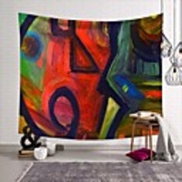 Wall Tapestry Art Deco Blanket Curtain Picnic Table Cloth Hanging Home Bedroom Living Room Dormitory Decoration Polyester Fiber Novelty Modern Color Oil Painting Geometric Figure