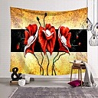 Wall Tapestry Art Deco Blanket Curtain Picnic Table Cloth Hanging Home Bedroom Living Room Dormitory Decoration Polyester Fiber Novelty Modern Color Oil Painting Red Flowers